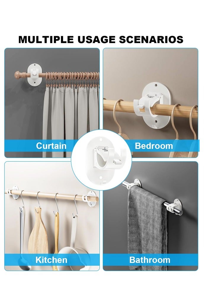 4 Pcs No Drill Curtain Rod Brackets - Self Adhesive, Adjustable Stick On Drapery Rod Bracket for Wall - Image 5