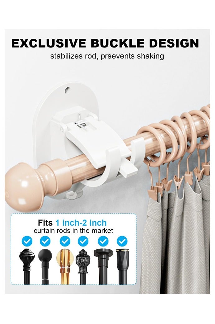 4 Pcs No Drill Curtain Rod Brackets - Self Adhesive, Adjustable Stick On Drapery Rod Bracket for Wall - Image 3