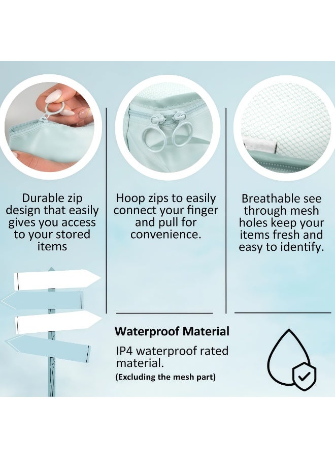 CHIYLE 7Pcs Travel Luggage Organizer Set – Lightweight Foldable Suitcase Packing Cubes with Toiletry Bag, Clothes & Shoe Pouch – Blue - Image 3