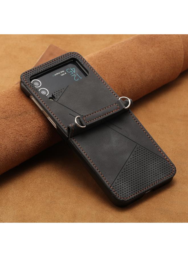 S-TOP Case For Samsung Galaxy Z Flip4 Dream Triangle Folding Leather Phone Case with Lanyard - Image 2