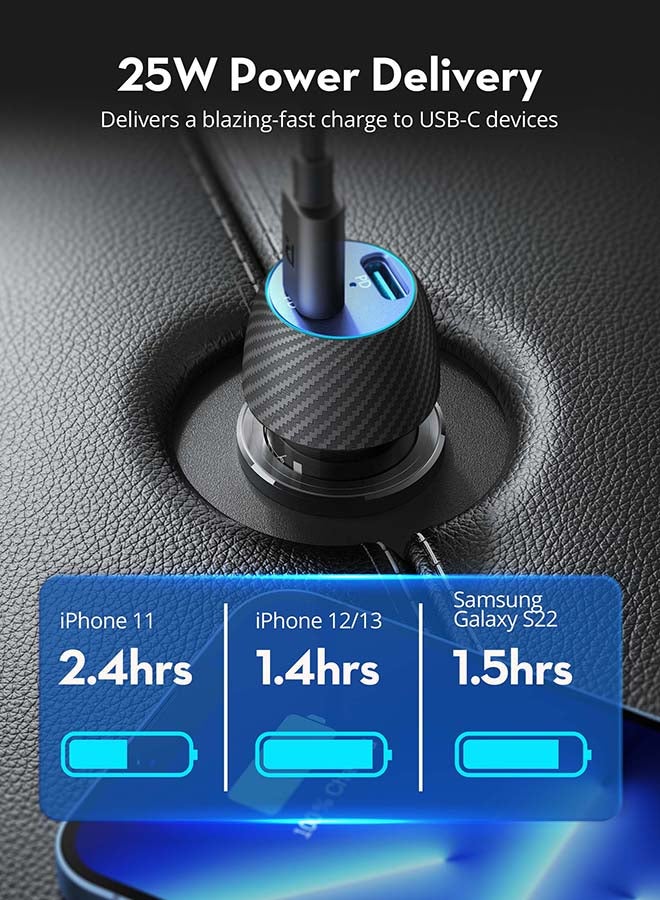 RAVPOWER Pioneer 50W Dual-Port USB-C Car Charger - Black - Image 4