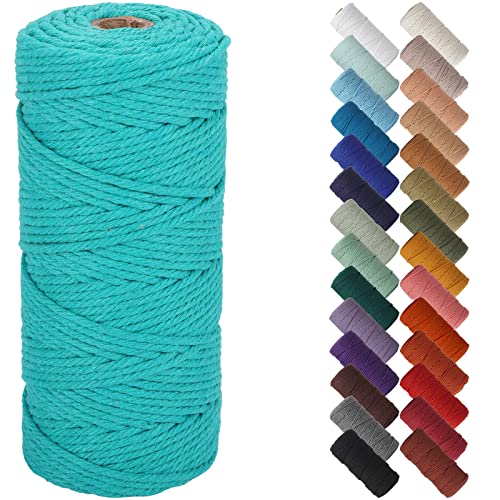 NOANTA Turquoise Macrame Cord 3mm x 109yards Colored Macrame Rope Cotton Rope Macrame Yarn Colorful Cotton Craft Cord for Wall Hanging Plant Hangers Crafts Knitting - Image 1