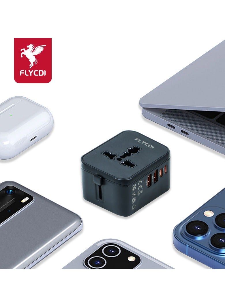 فلاي سي دي اي  فلاي سي دي آي FLYCDI شاحن سفر عالمي 20 واط | 2× USB-C و 2× USB | شحن سريع، مدمج وسهل الحمل - Image 5