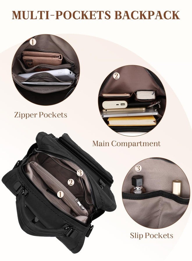 RAVUO Women Backpack Purse, Ladies PU Leather Casual Shoulder Bag mini Backpack for Ladies Three Ways to Carry Black - Image 5