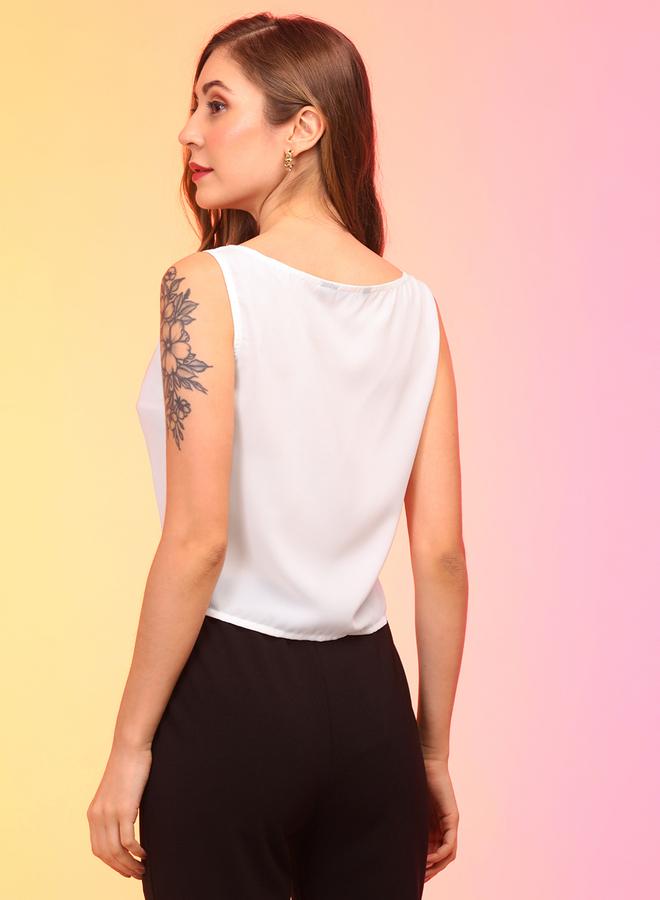 globus Women White Cowl Neck Strappy Top - Image 3