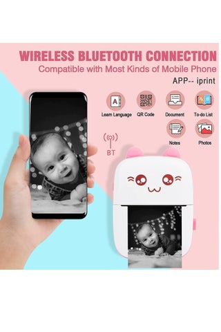 Mini Printer,Portable Inkless Printers,Portable Thermal Printer,Mini Photo Printer with 6 Roll Paper, for Office,Home - view 5