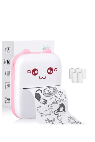 Mini Printer,Portable Inkless Printers,Portable Thermal Printer,Mini Photo Printer with 6 Roll Paper, for Office,Home - view 2