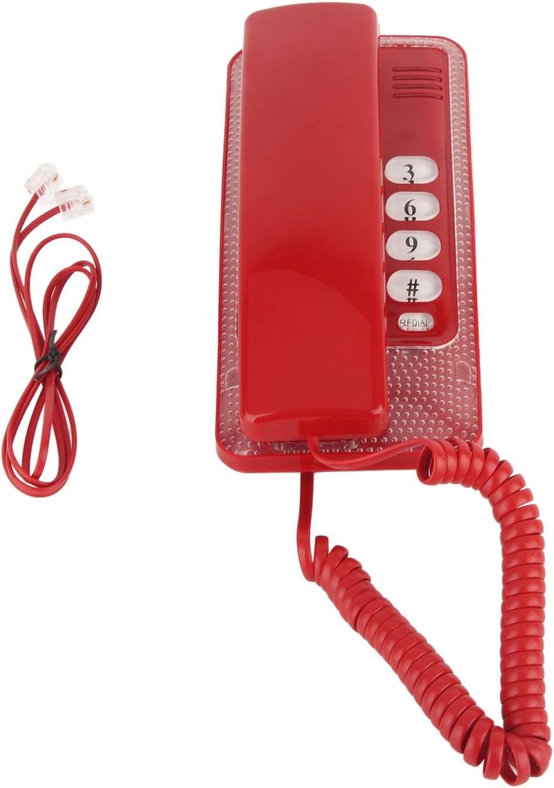 Drfeify Portable Wired Fixed Landline Telephone with Redial Quick Flash Function, Ideal for Home School Office, ABS Material (Red) - Image 5