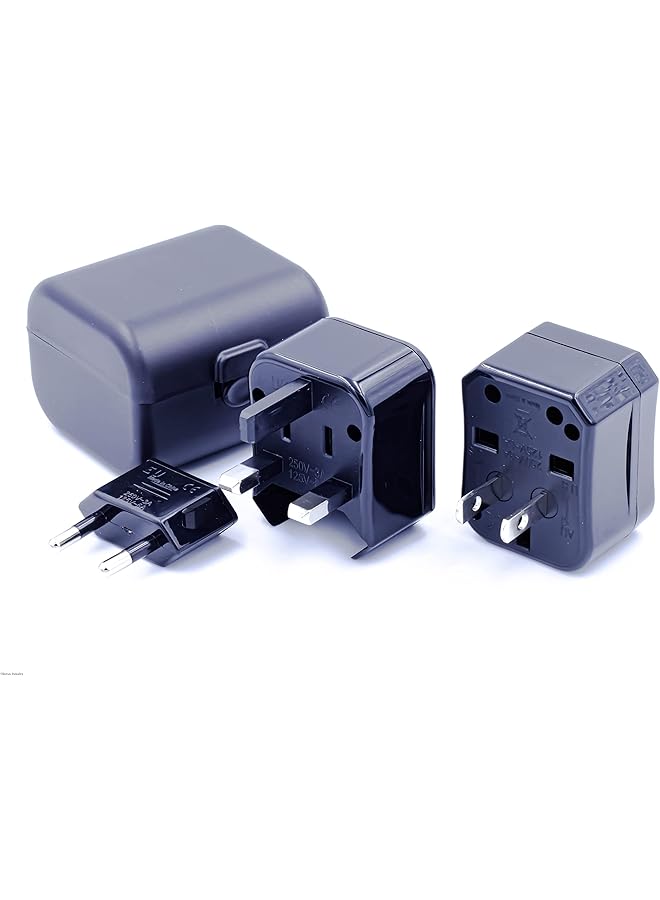 PROMASS Universal International Power Adapter Travel Plug – USA/UK/EU/AU All in one Power Outlet Multi Travel Adapter, AC Plug Adaptor (Black) - Image 1