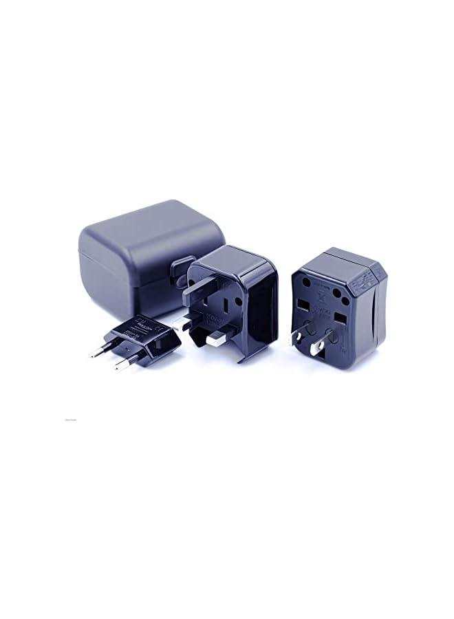 PROMASS Universal International Power Adapter Travel Plug – USA/UK/EU/AU All in one Power Outlet Multi Travel Adapter, AC Plug Adaptor (Black) - Image 2