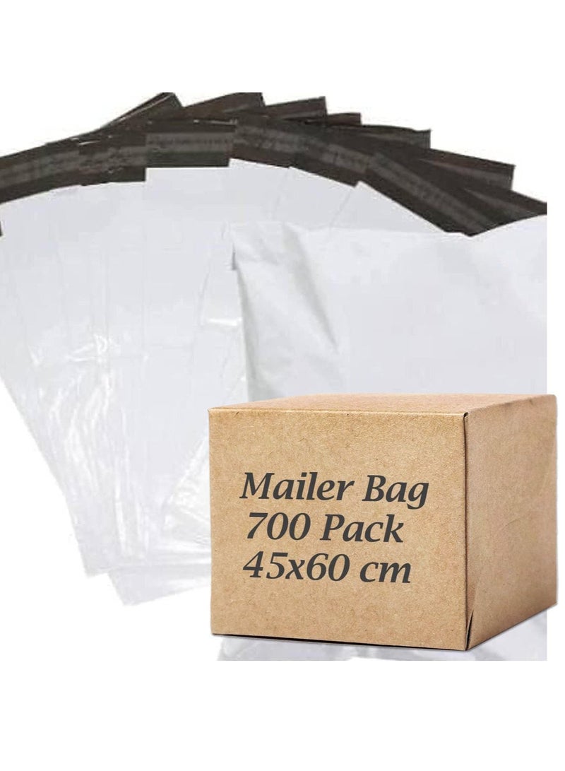 MARKQ [700 حزمة] أكياس بولي بيضاء [45x60 سم] أظرف شحن ذاتية اللصق للتغليف والتوصيل، مثالية لإرسال الطرود والملابس - Image 1