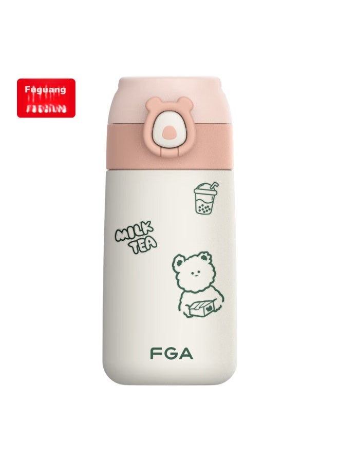 Fga Fuguang Straw Insulated Cup, 316 Stainless Steel, Children's Pop-up Lid Cup, For Pregnant Women, Men, Women, Students, Water Bottle, 380ml - Image 1