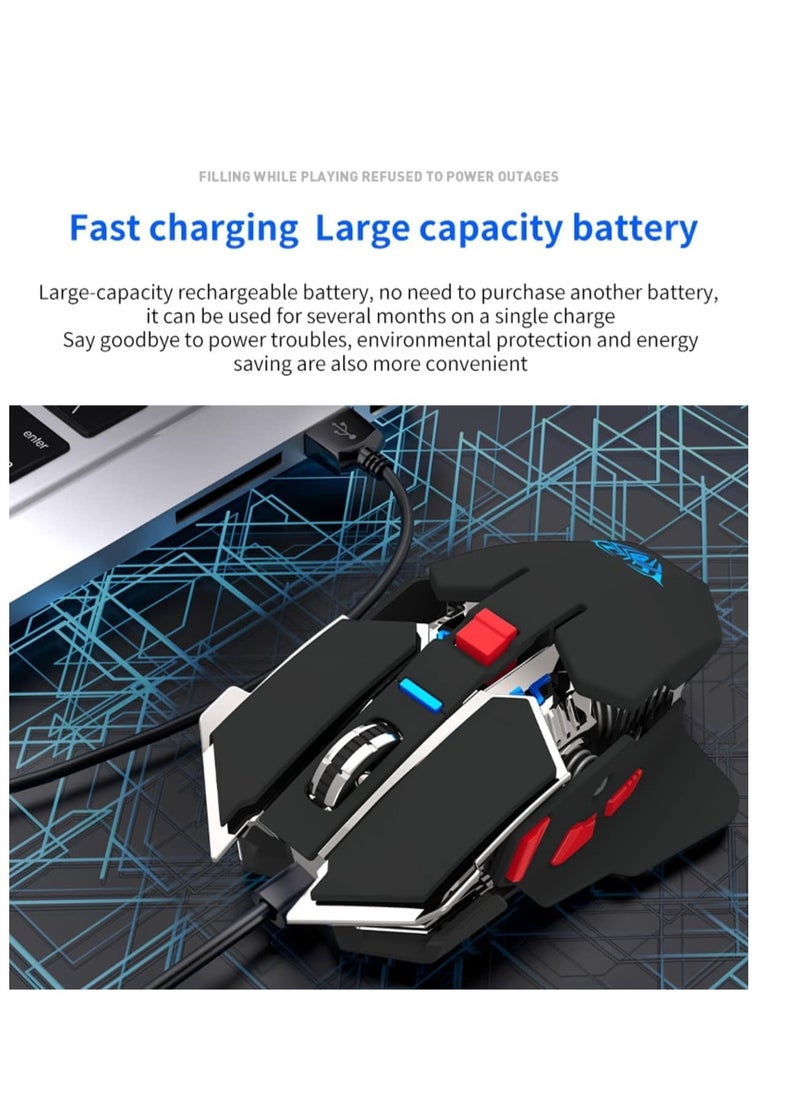 Generic Ola SC300 Rechargeable RGB Gaming Mouse Up to 3200 DPI 680mAh Battery 2.4GHz Wireless Optical Black  - Image 2
