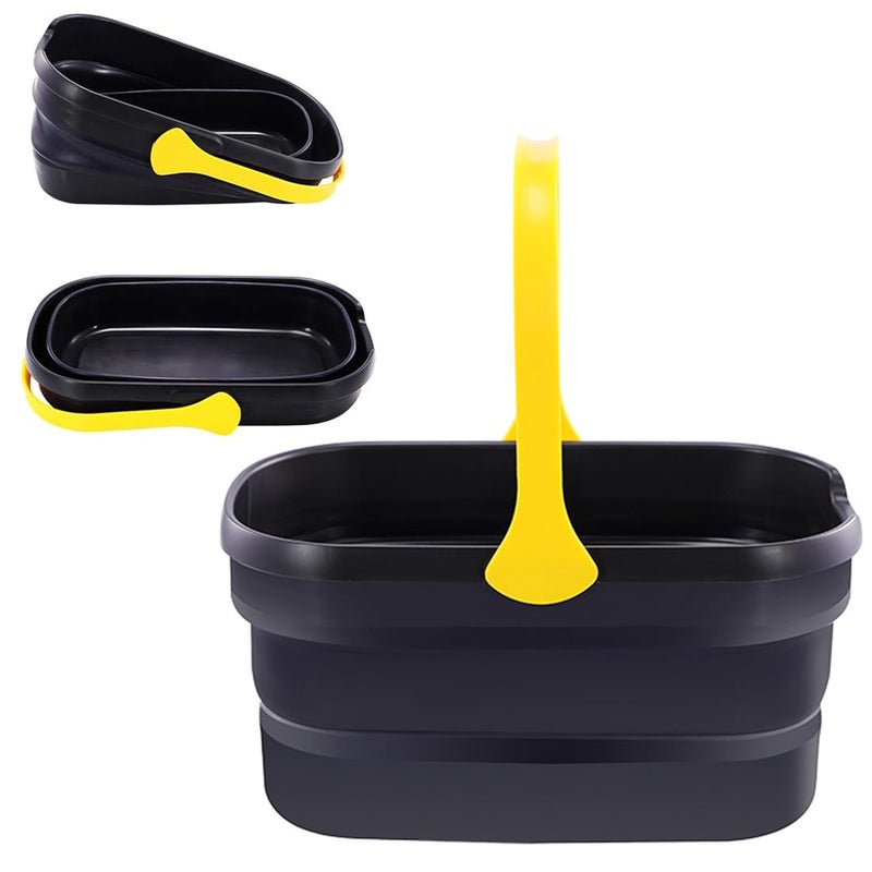 MinuteToCleanIt Plastic Multipurpose Collapsible Bucket 12L Square Shape with Single Handle Foldable and Easy to Store Ideal for Home Cleaning Camping and More