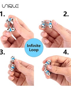 Unique 2 Pcs Bike Chain Fidget Toys Set, Six Roller Chain & Key Flippy Chain for ADHD, ADD, Autism, Anxiety Relief for Adults and Teens(Blue)  - Image 4