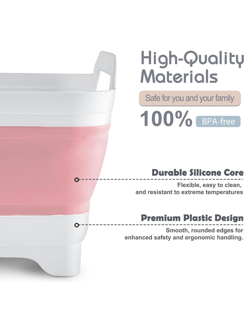 Toriseek 9L (2.4Gallon) Dish Basin Collapsible with Drain Plug Carry Handles, Space Saveing Kitchen Storage Tray Dish Wash Basin, Portable Dish Tub for Camping - Image 3