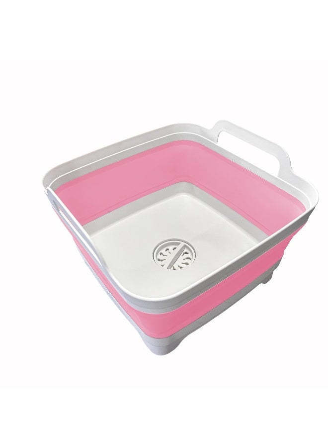 Toriseek 9L (2.4Gallon) Dish Basin Collapsible with Drain Plug Carry Handles, Space Saveing Kitchen Storage Tray Dish Wash Basin, Portable Dish Tub for Camping - Image 1