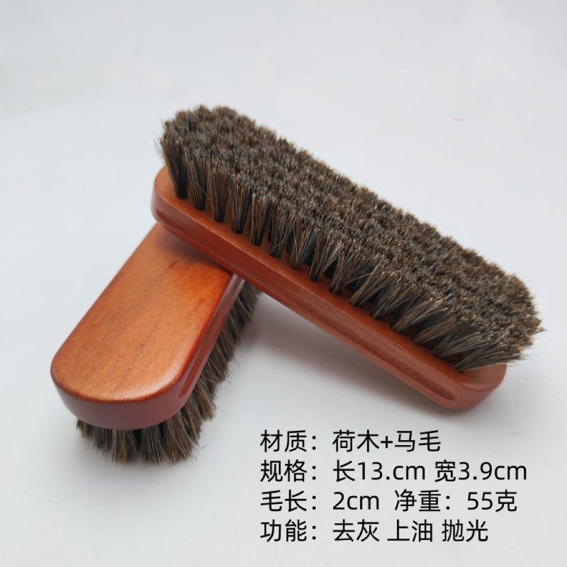 Premium Horsehair Shoe Brush – Soft Bristle Leather Care & Polishing Brush for Shoes, Boots, Bags and Leather Goods