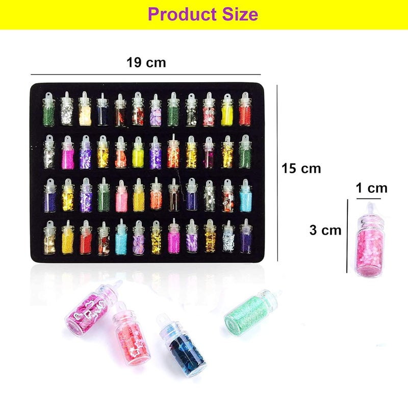 SYGA Acrylic 3D Glitter Powder Manicure Set of Nail Stickers Nail Art Tool for Nail Decoration Multicolour Set of 48 Bottles - Image 3