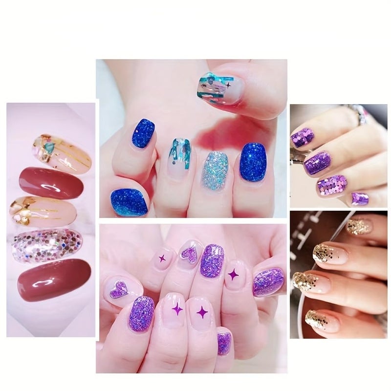 SYGA Acrylic 3D Glitter Powder Manicure Set of Nail Stickers Nail Art Tool for Nail Decoration Multicolour Set of 48 Bottles - Image 4
