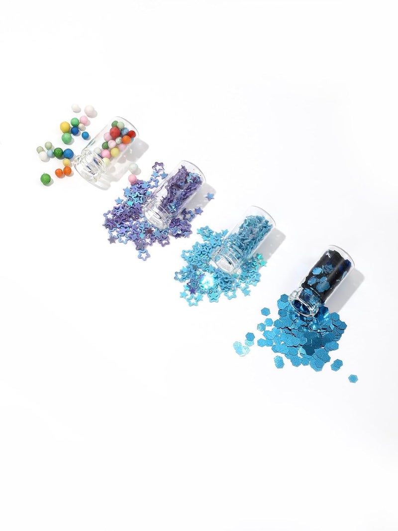 SYGA Acrylic 3D Glitter Powder Manicure Set of Nail Stickers Nail Art Tool for Nail Decoration Multicolour Set of 48 Bottles - Image 5