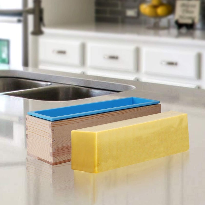 Undy Soap Mold for Soap Making with Wooden Box and Lids Multipurpose Rectangle Silicone Loaf Mould Cake Soap (Loaf + Wooden Box + Lid Pack 2) - Image 3