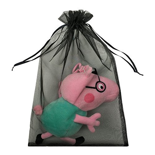 Ankirol 100pcs Sheer Organza Favor Bags 8 X 12 Large Organza Drawstring Bags (black) - Image 5