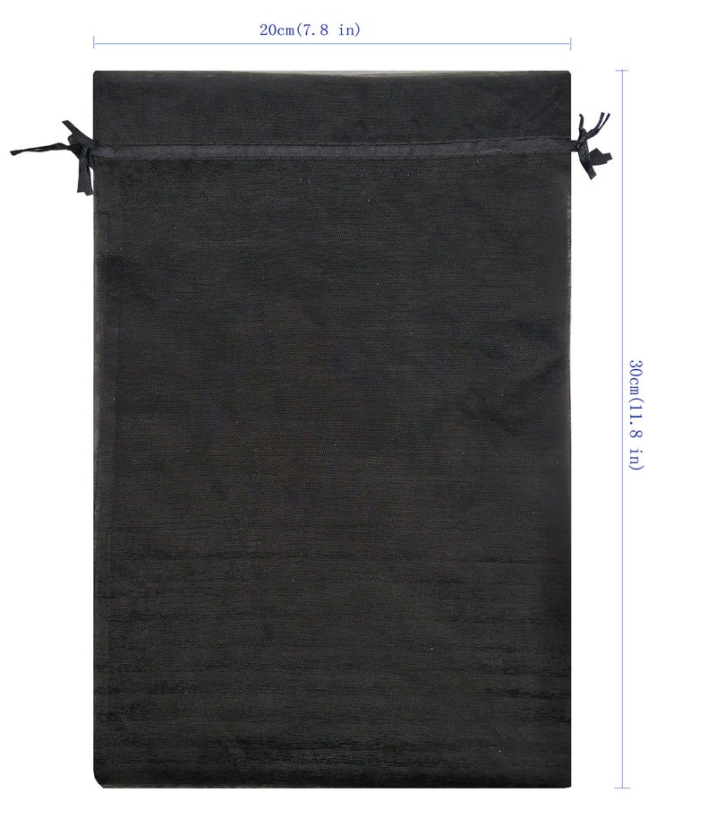 Ankirol 100pcs Sheer Organza Favor Bags 8 X 12 Large Organza Drawstring Bags (black) - Image 3