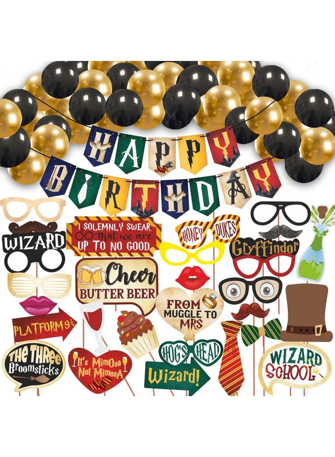 ووبوكس مجموعة أدوات حفلات عيد الميلاد السعيدة من WOBBOX مكونة من 29 قطعة مع لافتة ملونة بموضوع هاري بوتر وبالونات، عنصر زينة عيد الميلاد - Image 1