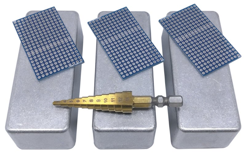 3pdt 3 pcs 1590A Small Enclosure Box incl. Step Drill, PCB, Aluminum Guitar Effect Pedal Case, unpainted - Image 1