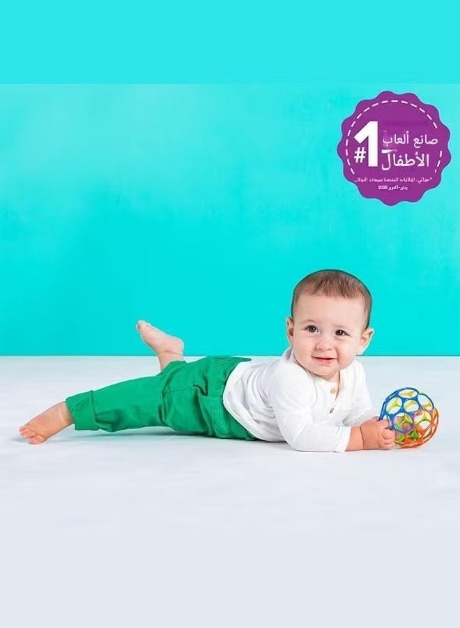 كرة كلاسيكية سهلة الإمساك - لعبة نشاط للرضع وخالية من مادة BPA للمواليد الجدد والرضع، لعبة تنموية ناعمة ومرنة بحجم 4 بوصات باللون الأحمر والأصفر والأخضر والأزرق (من عمر 0 شهر) - Image 5