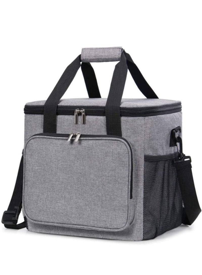 Multifunctional Thermal Insulation Bag Portable Lunch Bag Large Capacity Thermal Insulation Picnic Lunch Bag Outdoor Camping Barbecue Travel Large Soft Ice Bag - Gray - Image 1