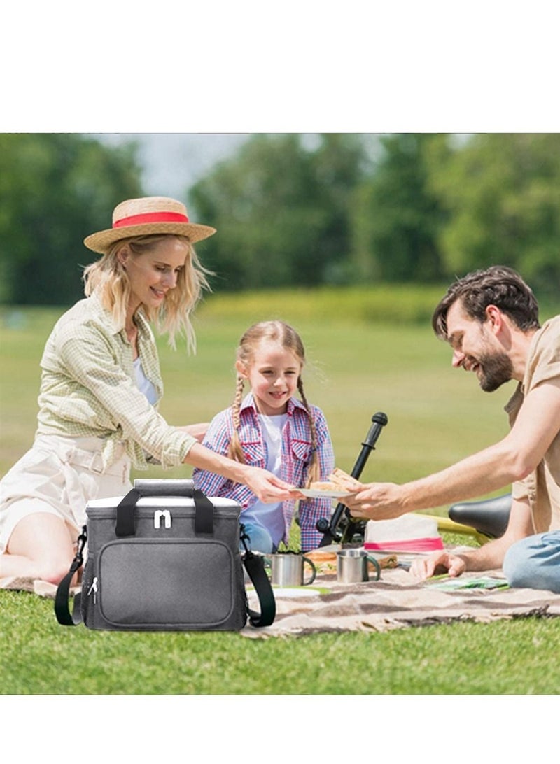 Multifunctional Thermal Insulation Bag Portable Lunch Bag Large Capacity Thermal Insulation Picnic Lunch Bag Outdoor Camping Barbecue Travel Large Soft Ice Bag - Gray - Image 4