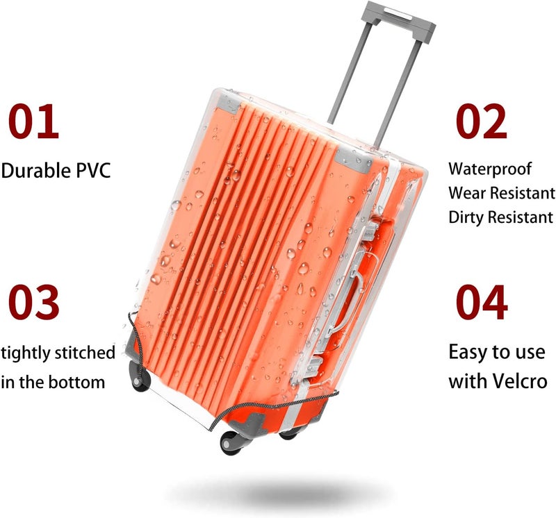 Esholife Clear PVC Luggage Cover Protectors 28 Inch Suitcase Cover for Suitcase TSA Approved 26-28Inch (25.98''H x 20.07''L x 12.40''W) - Image 4
