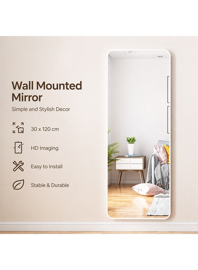 NKX Wall Mounted Full Length Mirror, Modern Slim Rectangular Dressing Mirror, HD Clear Reflection,  Space-Saving Hanging Mirror for Bedroom, Living Room and  Entryway Mirror 30x120 cm - Image 2