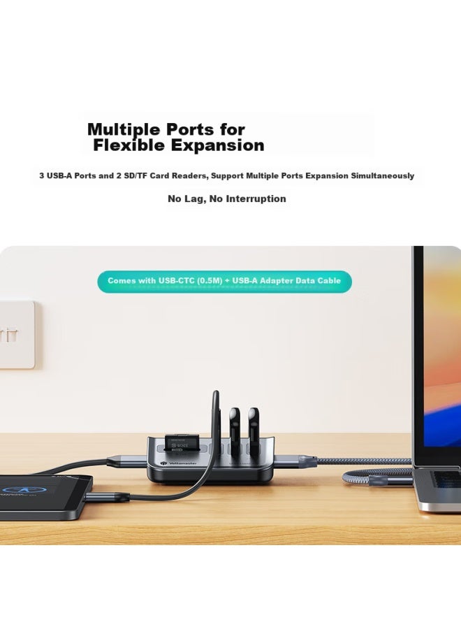 Yottamaster Usb 3.2 Hub, 4-port Expansion Dock, Multi-port Adapter, Compatible With Black Myth： Wukong And Desktop Computers, With Type-c Power Port, 0.5 Meters - Image 3