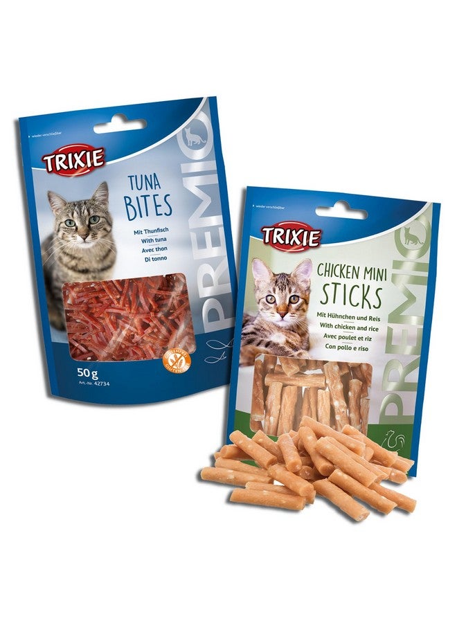 Trixie Cat Treat Combo Of Premio Cheese Chicken Cubes And Premio Chicken Mini Sticks, Nutrient Rich Treats For Cats, Suitable For All Breeds - (Pack Of 2) - Image 1