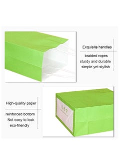 Cool Baby COOLBABY 12PC Small Gift Bags Green Kraft Paper Bags with Handles for Party Favor Supplies(21 * 27 * 11 bright green)  - Image 2