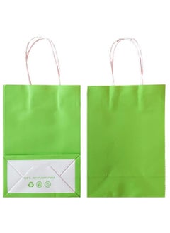 Cool Baby COOLBABY 12PC Small Gift Bags Green Kraft Paper Bags with Handles for Party Favor Supplies(21 * 27 * 11 bright green)  - Image 3