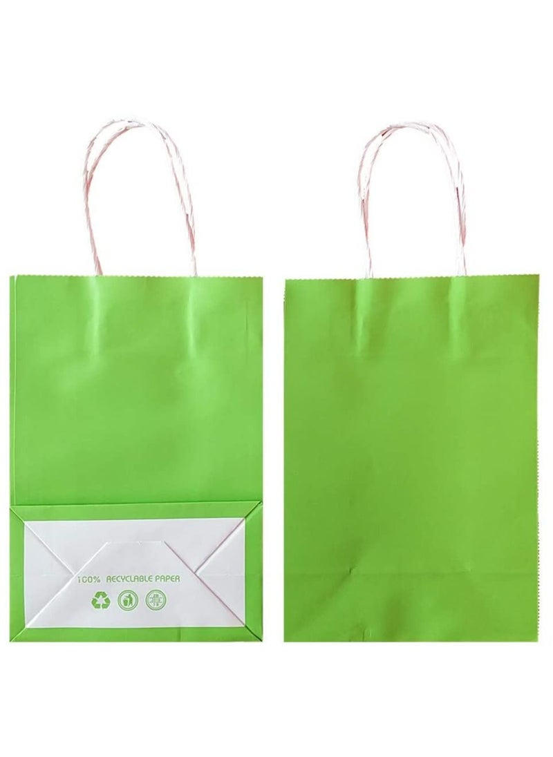 Cool Baby COOLBABY 12PC Small Gift Bags Green Kraft Paper Bags with Handles for Party Favor Supplies(21 * 27 * 11 bright green)  - Image 3