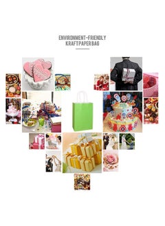 Cool Baby COOLBABY 12PC Small Gift Bags Green Kraft Paper Bags with Handles for Party Favor Supplies(21 * 27 * 11 bright green)  - Image 4