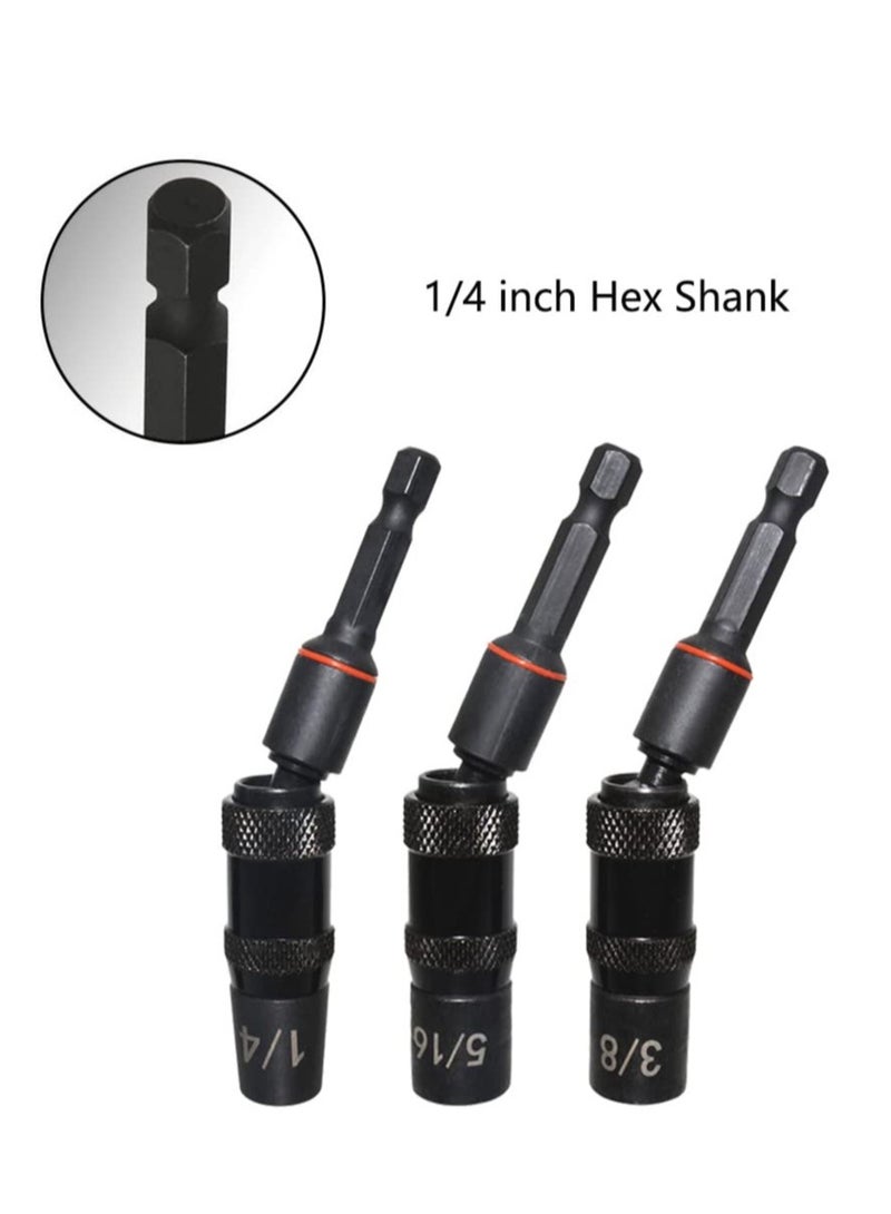 Pivot Bit Holder, 3 Pcs Magnetic Swiveling Screwdriver Holder, Flexible Extension Hex Pivoting Bit Tip Holder, Bendable in 20° Angle, for Tight Spaces or Corners