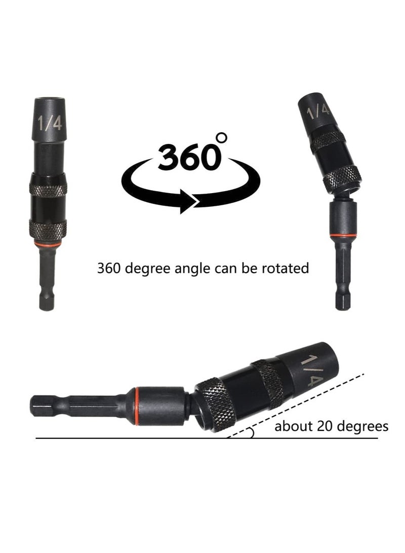 Pivot Bit Holder, 3 Pcs Magnetic Swiveling Screwdriver Holder, Flexible Extension Hex Pivoting Bit Tip Holder, Bendable in 20° Angle, for Tight Spaces or Corners