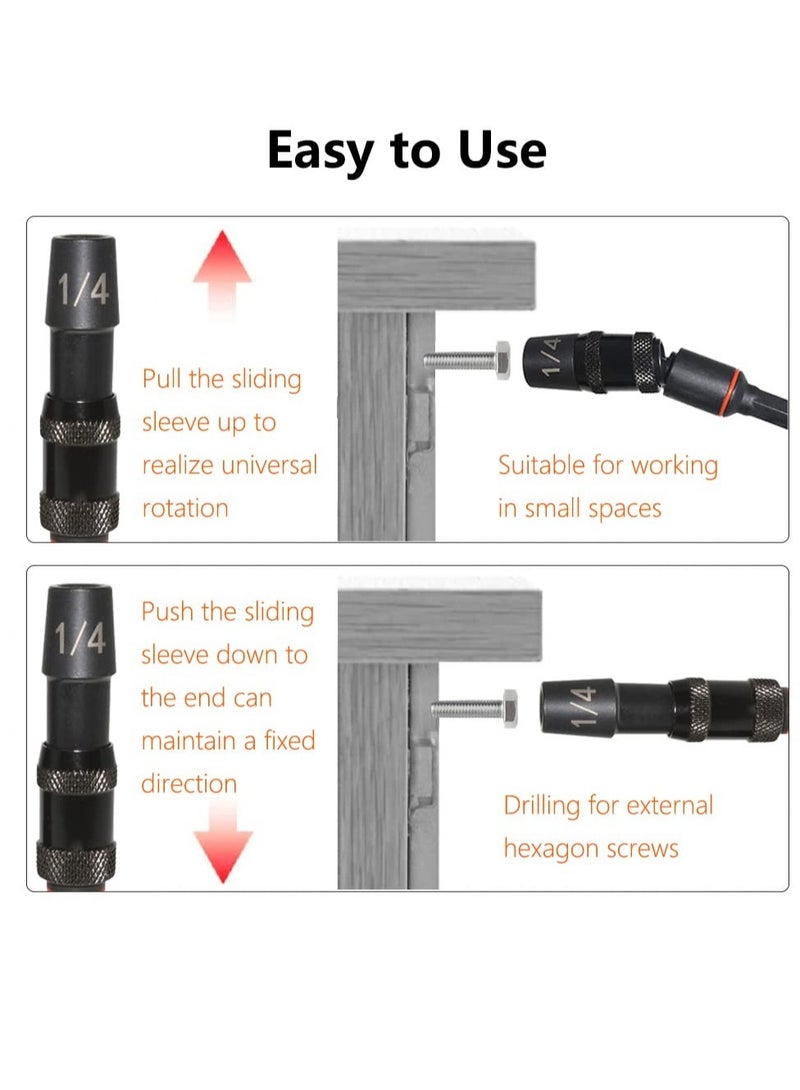 Pivot Bit Holder, 3 Pcs Magnetic Swiveling Screwdriver Holder, Flexible Extension Hex Pivoting Bit Tip Holder, Bendable in 20° Angle, for Tight Spaces or Corners