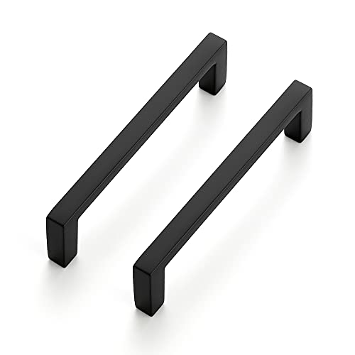 Ravinte 30 Pack Matte Black Cabinet Pulls, 3-3/4 Inch (96mm) Hole Center Slim Kitchen Handles, Square Drawer Pulls for Cabinets & Cupboards, Hardware - Image 1