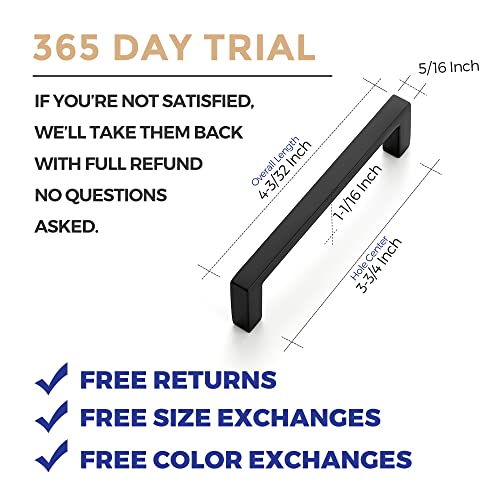 Ravinte 30 Pack Matte Black Cabinet Pulls, 3-3/4 Inch (96mm) Hole Center Slim Kitchen Handles, Square Drawer Pulls for Cabinets & Cupboards, Hardware - Image 3