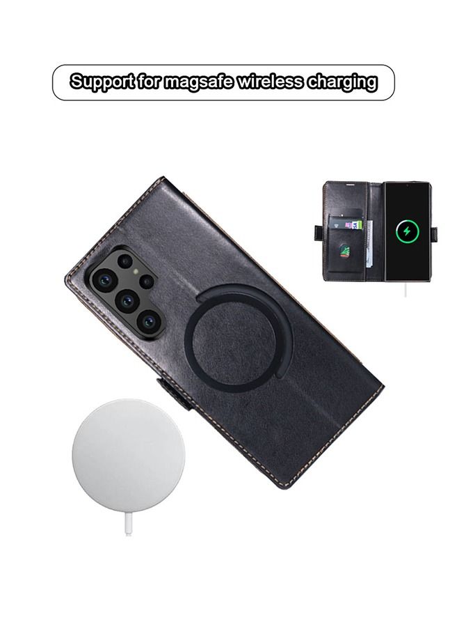 GROIC Magnetic Case for Samsung Galaxy S23 Ultra 6.8" Full Leather Wallet Case Magnetic Folio Flip Cover with Card Slots Kickstand RFID Card Protection Magnetic Wireless Charging Phone Shell - Image 2