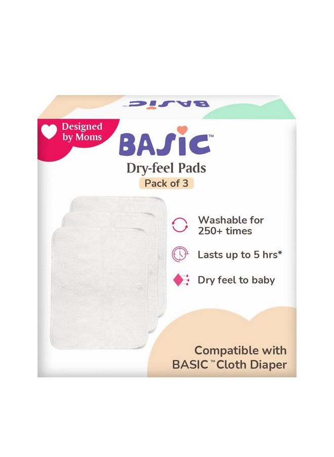 Superbottoms Baby Basic Quick Dry Ultrathin Pads | New & Improved Insert | 4 Layer Cotton Padding, Lasts Up To 3Hrs | Trim Fitting | Foldable Pads For Freesize Cloth Diaper-Pack Of 3  - Image 1