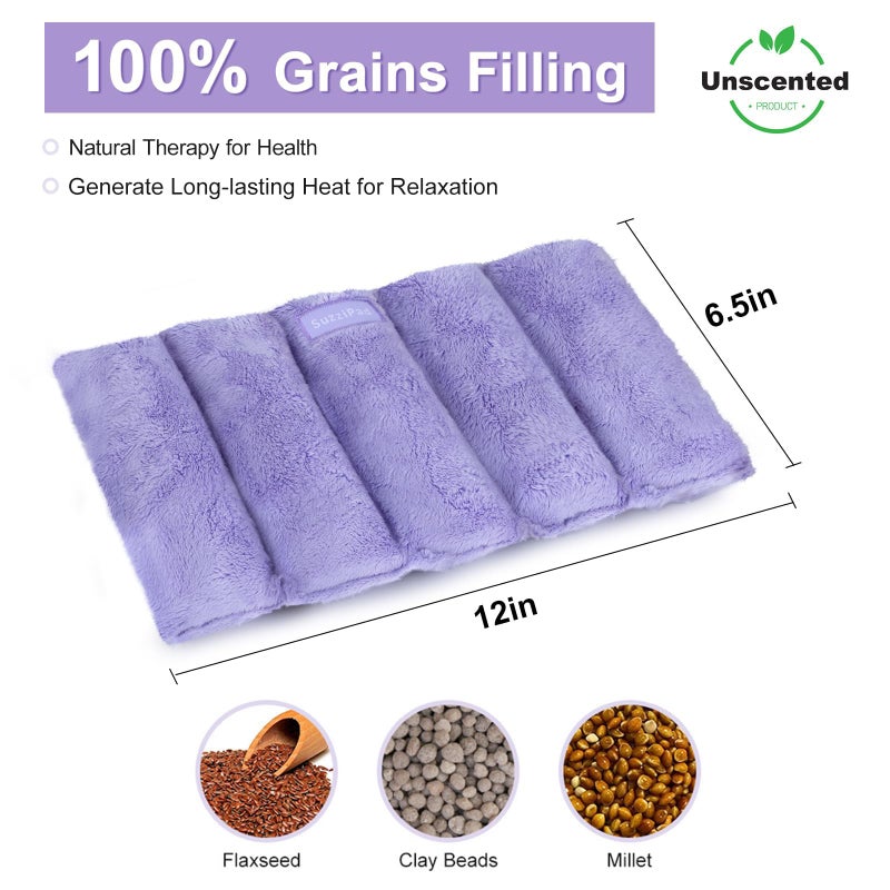 SuzziPad Heating Pad Microwavable, 6.5x12â€ Reusable Heat Pads for Discomfort Reduction, Moist Heated Pack, Muscle Ache, Soothing Back, Neck and Shoulder Fatigue, Warmer Hot Packs (Purple) - Image 3