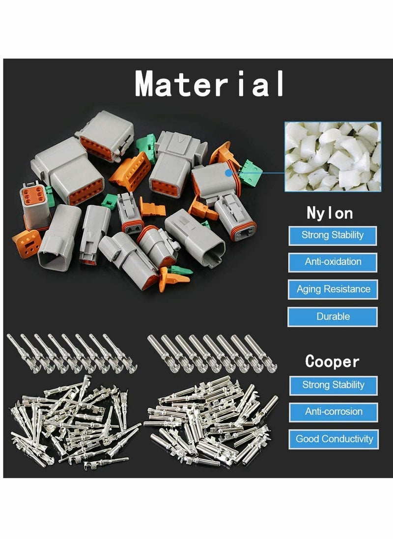 SYOSI DT Connector 3 Pin Gray Waterproof Electrical Wire Plug 42PC Way Sealed Male and Female for Motorcycle Scooter Car Truck Boats  - Image 2